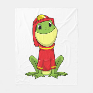 Frog as Firefighter with Helmet Fleece Deken