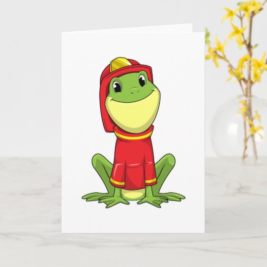 Frog as Firefighter with Helmet Kaart (Gele Bloem)