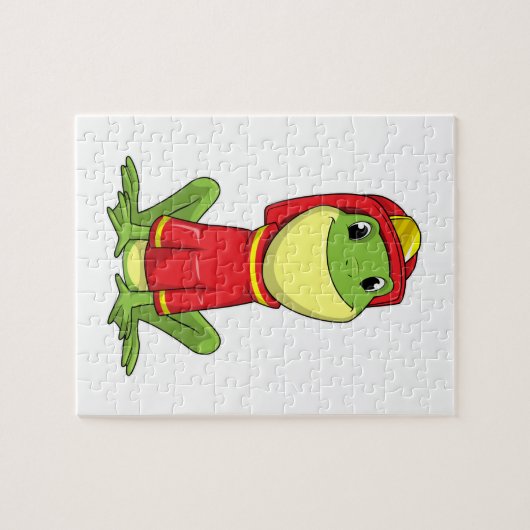 Frog as Firefighter with Helmet Legpuzzel (Horizontaal)