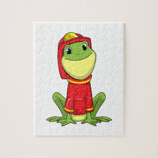 Frog as Firefighter with Helmet Legpuzzel (Verticaal)