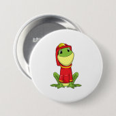 Frog as Firefighter with Helmet Ronde Button 7,6 Cm (Voorkant /achterkant)