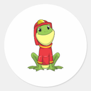 Frog as Firefighter with Helmet Ronde Sticker