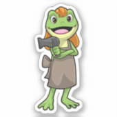 Frog as Hairdresser with Hairdryer Sticker (Voorkant)