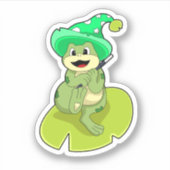 Frog as Wizard with Magic wand Sticker (Voorkant)