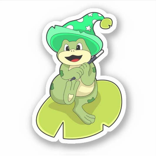 Frog as Wizard with Magic wand Sticker (Voorkant)