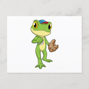 Frog at Baseball with Baseball gloy Briefkaart