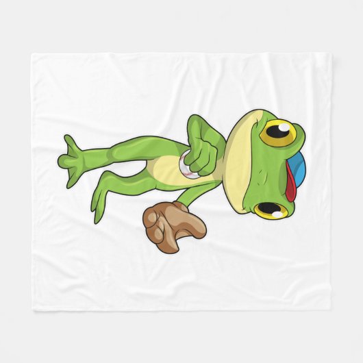 Frog at Baseball with Baseball gloy Fleece Deken (Voorkant (Horizontaal))