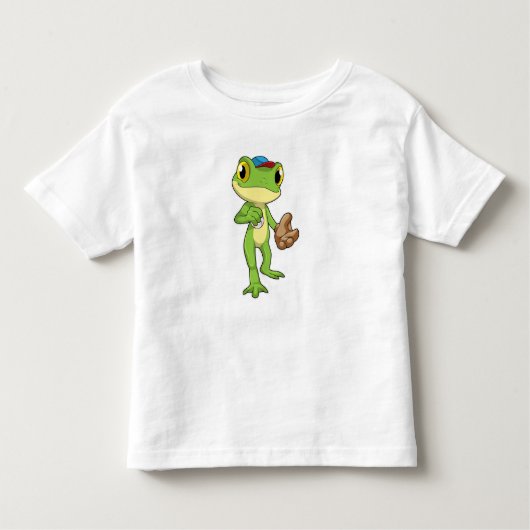 Frog at Baseball with Baseball gloy Kinder Shirts (Voorkant)