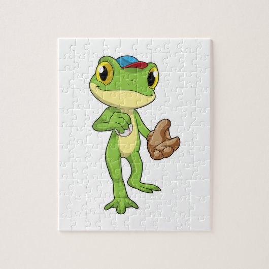 Frog at Baseball with Baseball gloy Legpuzzel (Verticaal)
