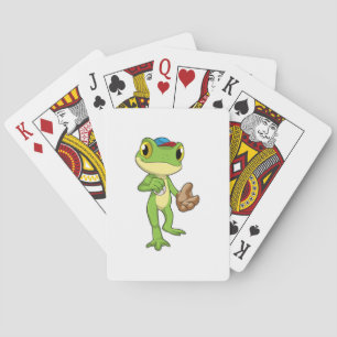 Frog at Baseball with Baseball gloy Pokerkaarten