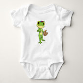 Frog at Baseball with Baseball gloy Romper (Voorkant)