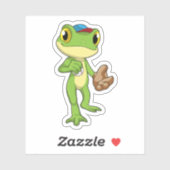 Frog at Baseball with Baseball gloy Sticker (Vel)