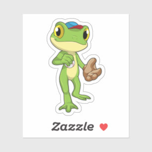 Frog at Baseball with Baseball gloy Sticker