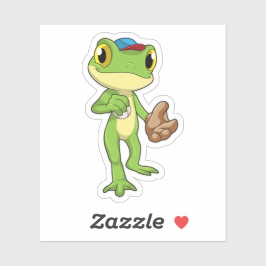Frog at Baseball with Baseball gloy Sticker (Vel)