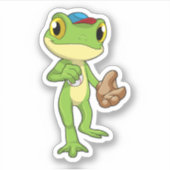 Frog at Baseball with Baseball gloy Sticker (Voorkant)