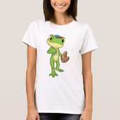 Frog at Baseball with Baseball gloy T-shirt (Voorkant)
