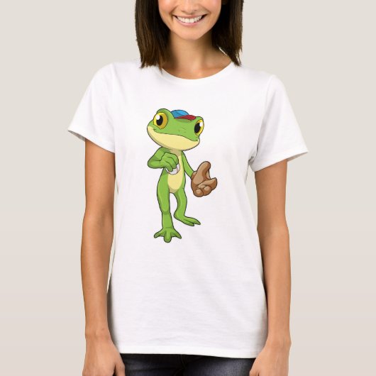 Frog at Baseball with Baseball gloy T-shirt (Voorkant)