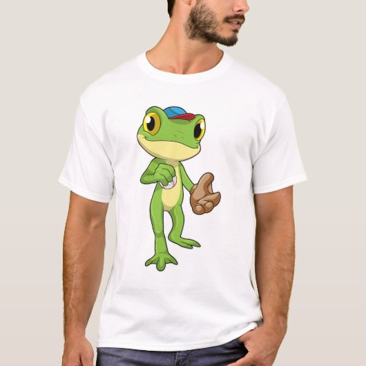 Frog at Baseball with Baseball gloy T-shirt (Voorkant)