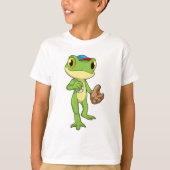 Frog at Baseball with Baseball gloy T-shirt (Voorkant)