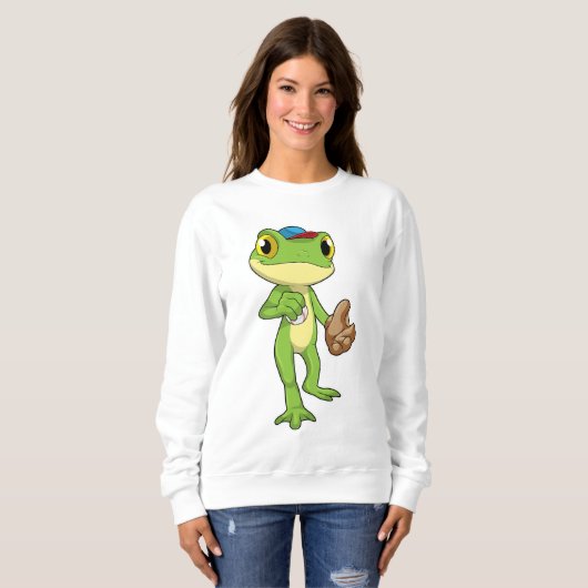 Frog at Baseball with Baseball gloy Trui (Voorkant volledig)