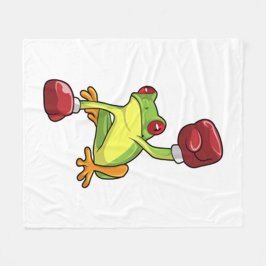 Frog at Boxing with Boxing gloves Fleece Deken (Voorkant (Horizontaal))
