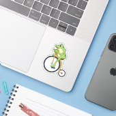 Frog at Circus with Bicycle.PNG Sticker (Laptop met iPhone)