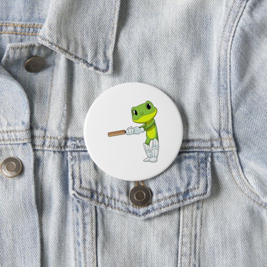 Frog at Cricket with Cricket Ronde Button 7,6 Cm (In situ)