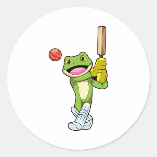 Frog at Cricket with Cricket Ronde Sticker (Voorkant)