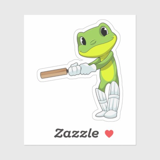 Frog at Cricket with Cricket Sticker (Vel)