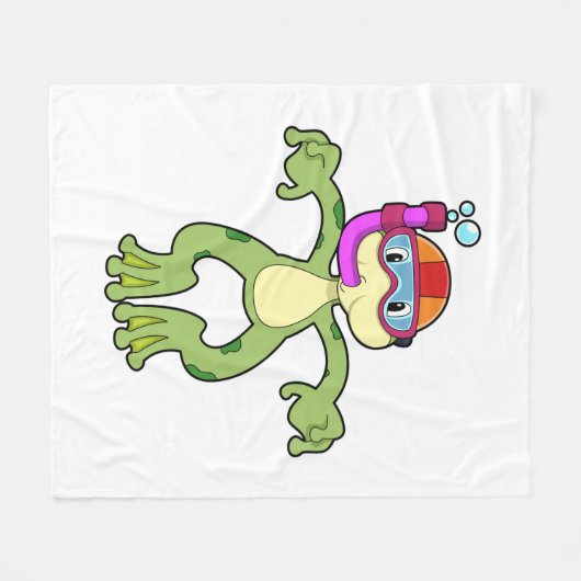 Frog at Diving with Snorkel Fleece Deken (Voorkant (Horizontaal))