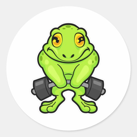 Frog at Fitness with Barbell Ronde Sticker (Voorkant)
