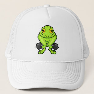 Frog at Fitness with Barbell Trucker Pet