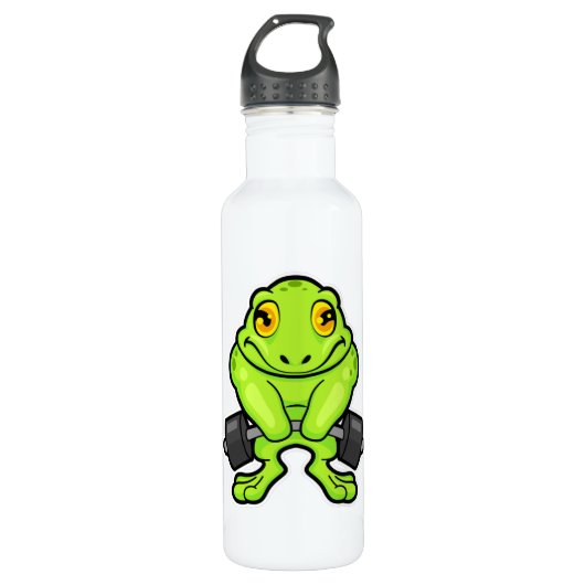 Frog at Fitness with Barbell Waterfles (Voorkant)