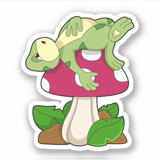 Frog at Sleeping with Mushroom Sticker (Voorkant)