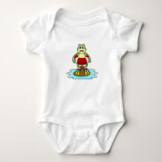 Frog at Swimming with Swim ring Romper (Voorkant)