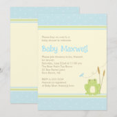 Frog Baby Boy Shower Invitation - Blue and Green Kaart (Voorkant / Achterkant)