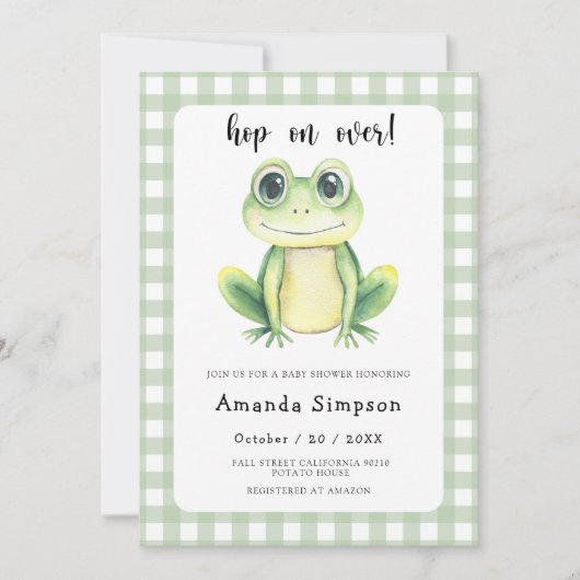 Frog Baby shower Invitation Kaart (Voorkant)