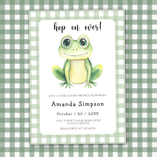 Frog Baby shower Invitation Kaart