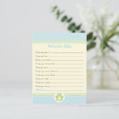 Frog Baby shower Well Wishes Blue en Yellow Briefkaart (Staand voorkant)