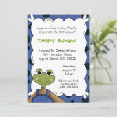 Frog Birthday Invitation Kaart (Staand voorkant)