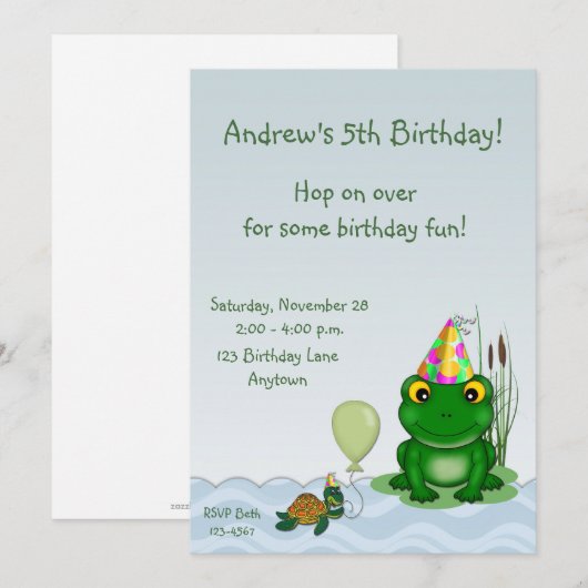 Frog Birthday Invitation Kaart (Voorkant / Achterkant)