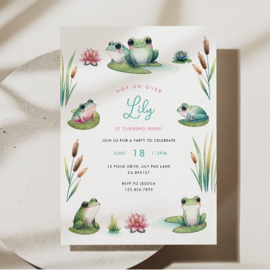Frog Birthday Invitation Kaart