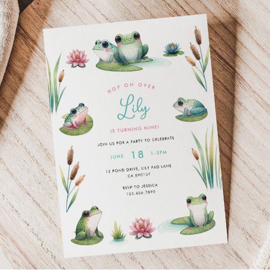 Frog Birthday Invitation Kaart