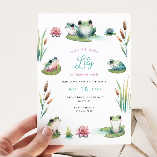 Frog Birthday Invitation Kaart