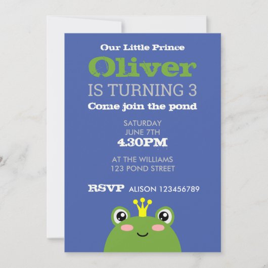 Frog Birthday Invitation Kaart (Voorkant)