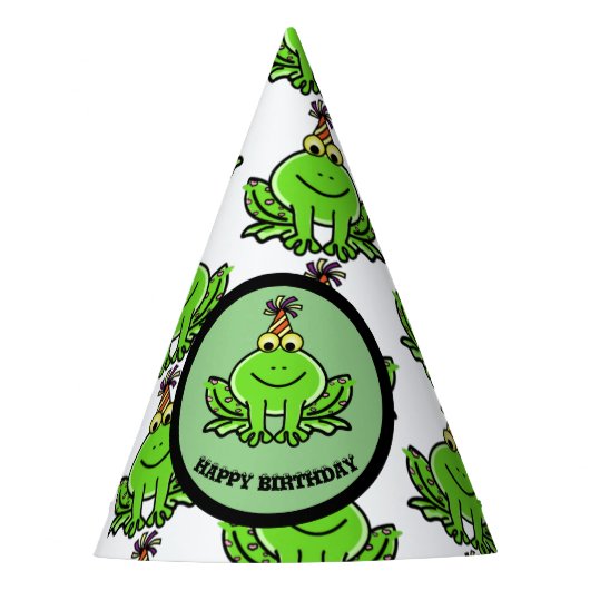 FROG BIRTHDAY PARTY PET MET FROG DESIGN FEESTHOEDJES (Voorkant)