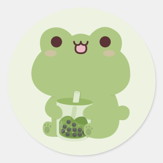 Frog Boba Ronde Sticker (Voorkant)