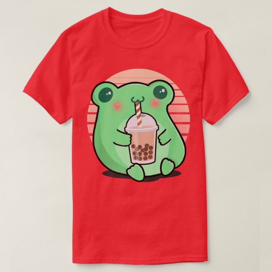 Frog Boba Tea Funny Amphibian Drink Bubble Tea T-shirt (Design voorkant)