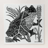 Frog boho floral abstract legpuzzel (Verticaal)
