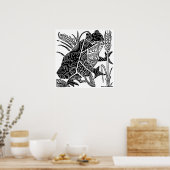 Frog boho floral abstract poster (Keuken)